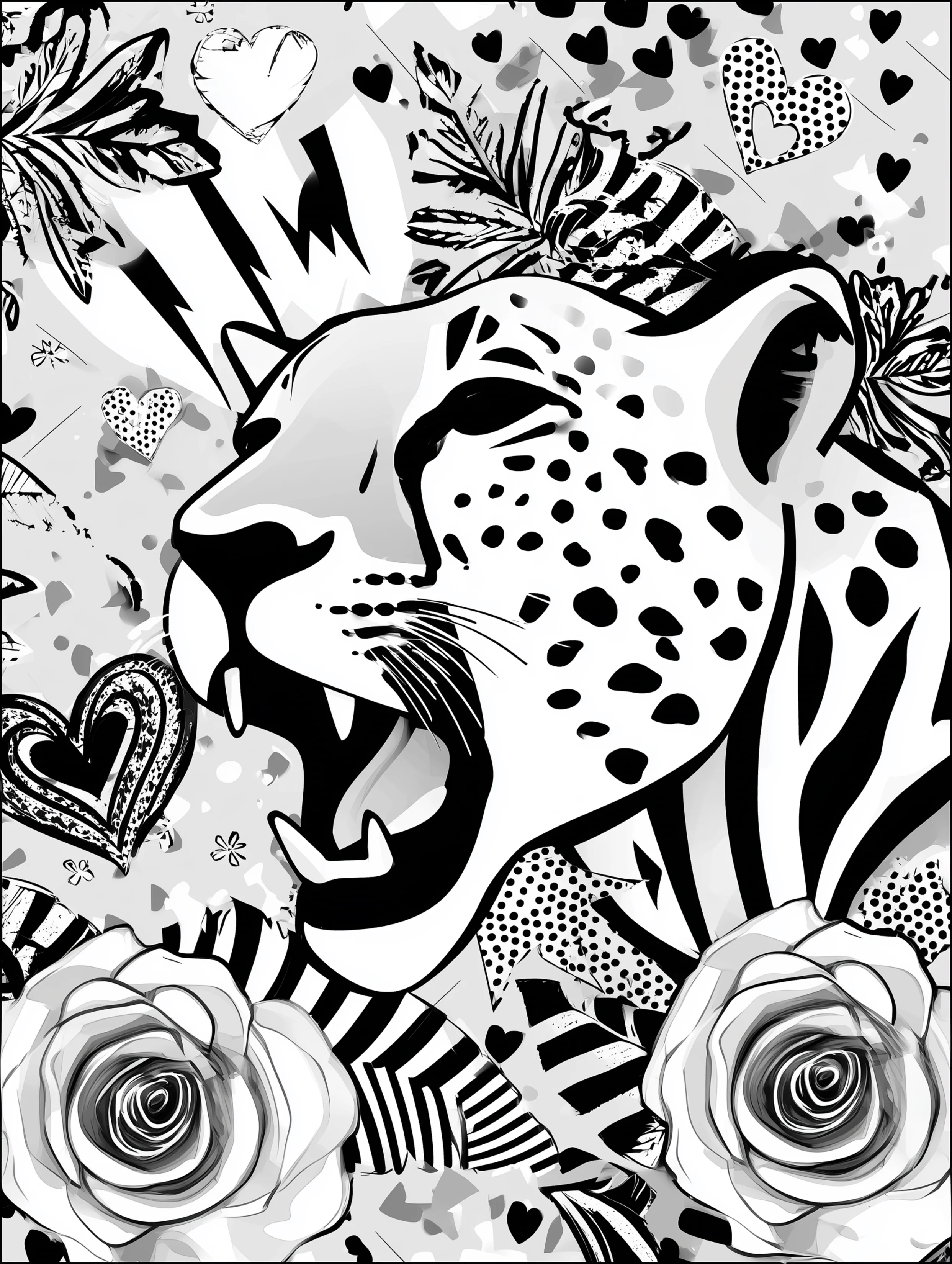 Free cheetah printable coloring page featuring a cheetah ready to growl